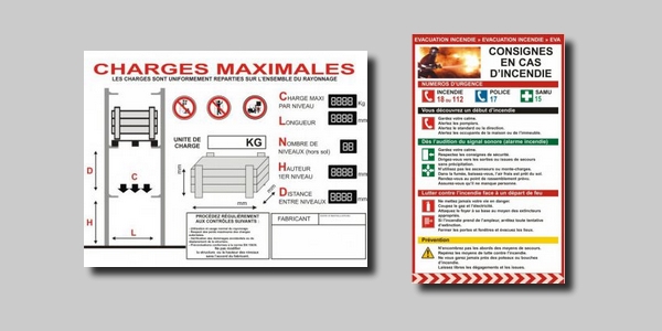 Signalétique de sécurité pour entrepôt et lieu public